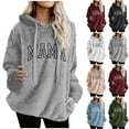 thumbnail image 1 of CFLVAEK Fuzzy Fleece Hoodies for Women Plus Size Mama Letter Graphic Hoodie Oversized Long Sleeve Hooded Pullovers Fall Winter Thermal Sweatshirts Gray S, 1 of 5