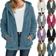 thumbnail image 1 of CFLVAEK Fuzzy Fleece Jacket Women Full Zip Up Sherpa Jackets with Hood Thermal Warm Winter Long Sleeve Hooded Sweatshirts with Pockets Gray XL, 1 of 8