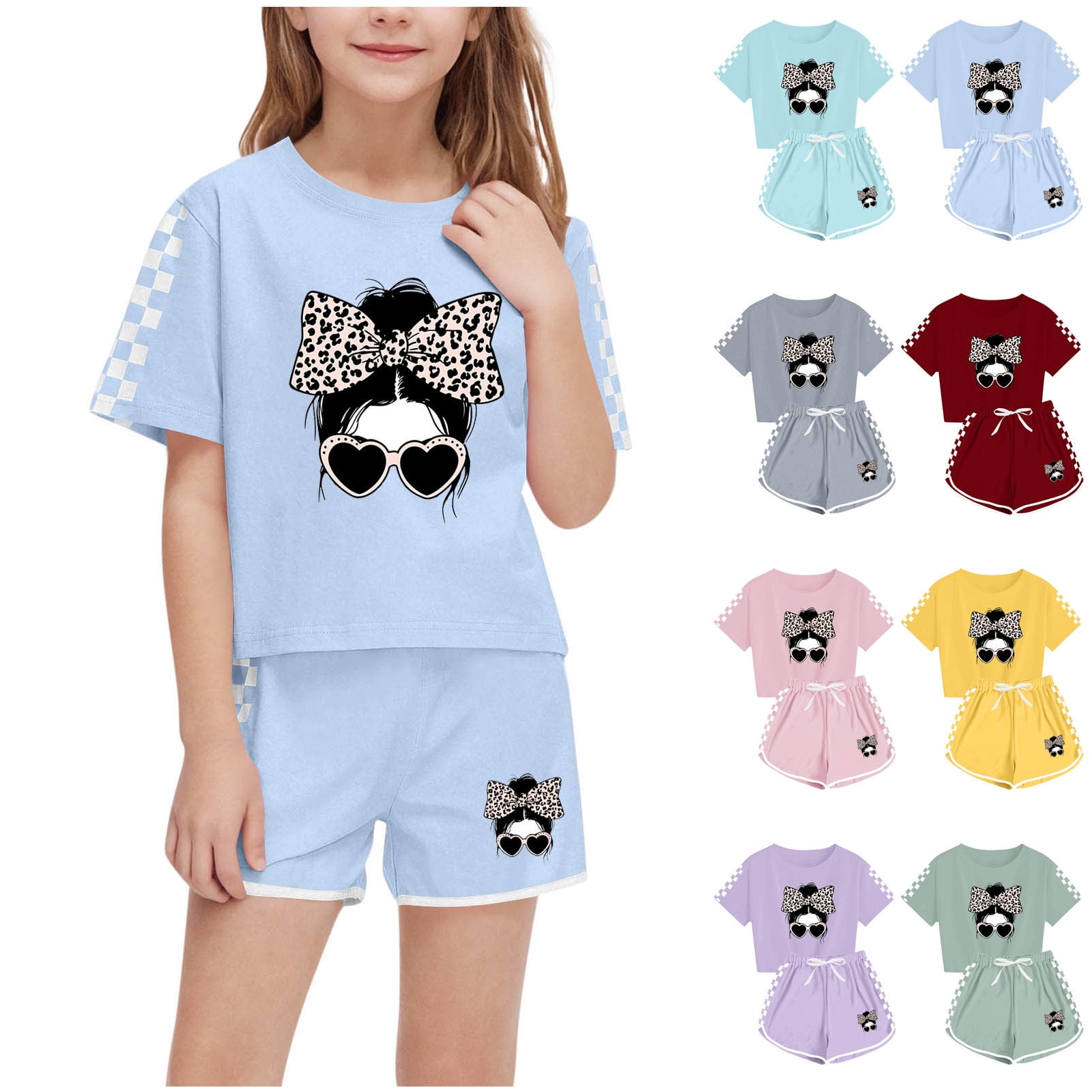 Suealasg 2Pcs Kids Baby Girl Clothes Letter Print Crew Neck Short Sleeve T-Shirts Tops And Shorts Set 6m 1t 2t 3t Toddler Girls Summer Outfit