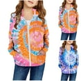 thumbnail image 1 of CFLVAEK Girls Tie Dye Hoodie Jackets Zip Up Long Sleeve Fall Hoodies with Pockets Trendy Fall Teen Girls Hooded Sweatshirts Orange Size 5 Years, 1 of 3