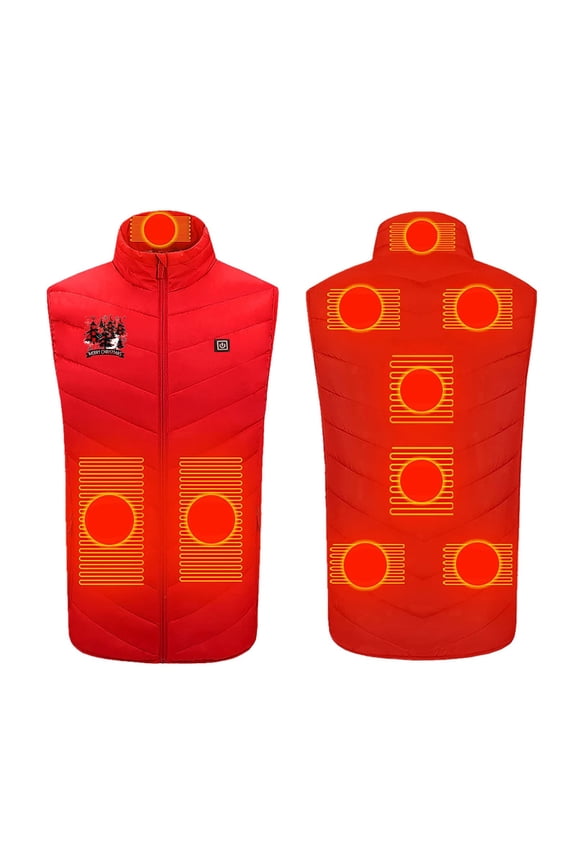 Heated Vest for Women Men 3 Gear Gontrol 9 Heating Zones Vests Rechargeable Electric Heat Jackets Washable Thermal Outwear Without Power Bank Red XXXXL