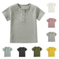 thumbnail image 1 of CFLVAEK Henley Neck Tshirts for Kids Girls Boys Casual Short Sleeve Summer Tshirt Solid Color Basic Tees 100 Days of School Shirt 2025 Pink 3 Years, 1 of 5