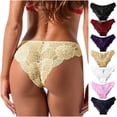 thumbnail image 1 of CFLVAEK Hollow Lace Panites for Women Breathable Low Cut Briefs Underwear Cute Bow Tie Panty Elegant Lace Underpants Beige XL, 1 of 8