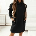 thumbnail image 1 of CFLVAEK Hoodie Dresses for Women with Pockets Solid Long Sleeve Mini Dress Casual Going Out Sweatshirt Dresses Black S, 1 of 1