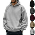 thumbnail image 1 of CFLVAEK Hoodies for Men Big and Tall Long Sleeve Casual Hoodie Solid Color Drawstring Hooded Sweatshirt with Kangaroo Pocket Black XXXL, 1 of 10