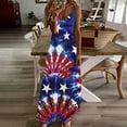 thumbnail image 1 of CFLVAEK July 4th Dresses for Women Plus Size Summer Spaghetti Straps Cami Maxi Dress Red White and Blue Tie Dye Print Patriotic Dress Loose Fit V Neck Sleeveless Sundress M, 1 of 5