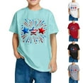 thumbnail image 1 of CFLVAEK Kids 4th of July Patriotic Shirts Funny Stars Stripes Graphic Tees Loose Fit Crewneck Short Sleeve Cotton T Shirts Indenpendence Day Tshirts 7 Years, 1 of 7