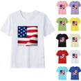 thumbnail image 1 of CFLVAEK Kids American Flag Shirts Boys Girls Fourth of July Patriotic Tshirts Comfy Cotton Short Sleeve Round Neck Tshirt for Indenpendence Day 7 Years, 1 of 6