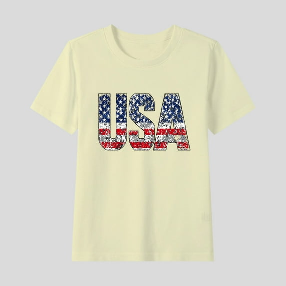 CFLVAEK Kids USA Flag T Shirt July 4th Patriotic Tshirts Summer Casual Short Sleeve Crewnece T Shirt Funny American Flag Tee Shirts Indenpendence Day Tops 2 Years