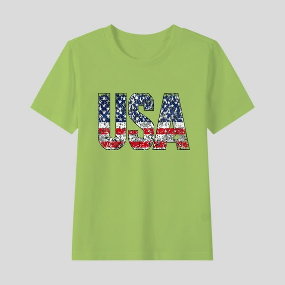 CFLVAEK Kids USA Flag T Shirt July 4th Patriotic Tshirts Summer Casual Short Sleeve Crewnece T Shirt Funny American Flag Tee Shirts Indenpendence Day Tops 7 Years