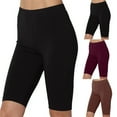 thumbnail image 1 of CFLVAEK Knee Length Biker Shorts Women Stretch High Waisted Tummy Control Biker Shorts Solid Color Running Workout Shorts Wine S, 1 of 6
