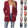thumbnail image 1 of CFLVAEK Knit Cardigan Sweaters for Women Casual Open Front Fall Cardigans Loose Fit Long Sleeve Cardigan with Pockets Beige XXL, 1 of 5