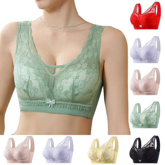 CFLVAEK Lace Bras for Women No Underwire Bra Comfort Full Figure Supportive Everyday Bras Breathable Wirefree Bralette Black 38