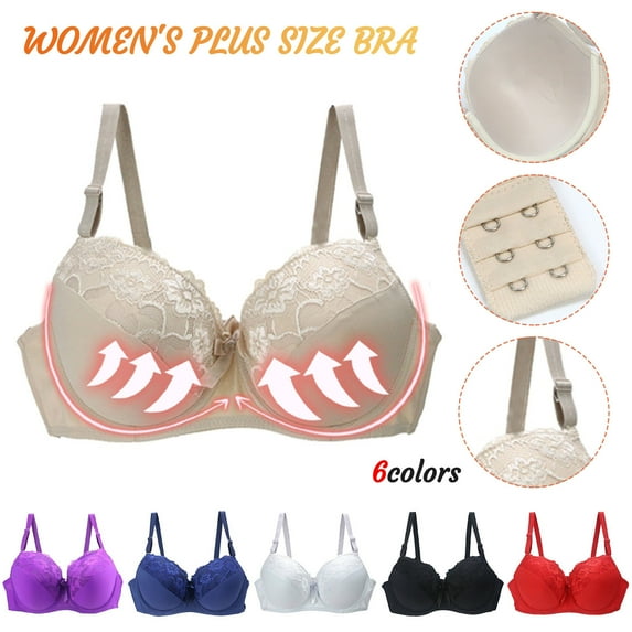 CFLVAEK Lace Bras for Women Wireless Push Up Bra Comfort Breathable Adjustable Straps Everyday Bras for Big Breasts Red XXL
