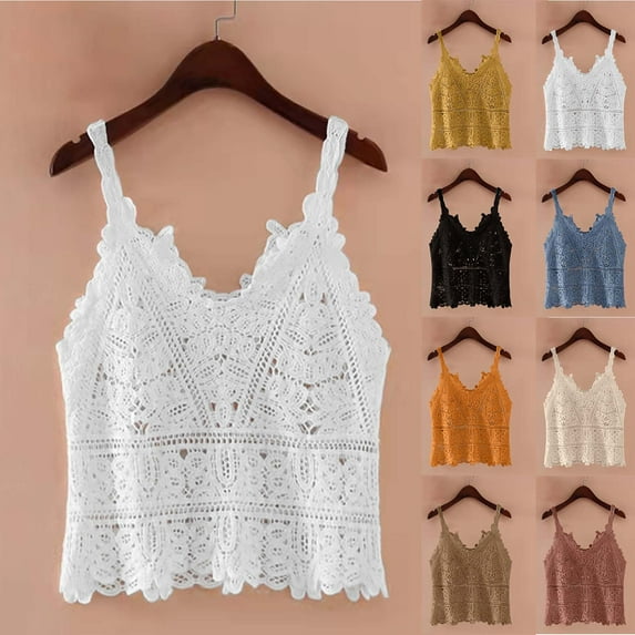 CFLVAEK Lace Tank Tops for Women Loose Fit V Neck Going Out Top Summer Casual Sleeveless Shirts Eyelet Embroidered Outfits Beige Free Size