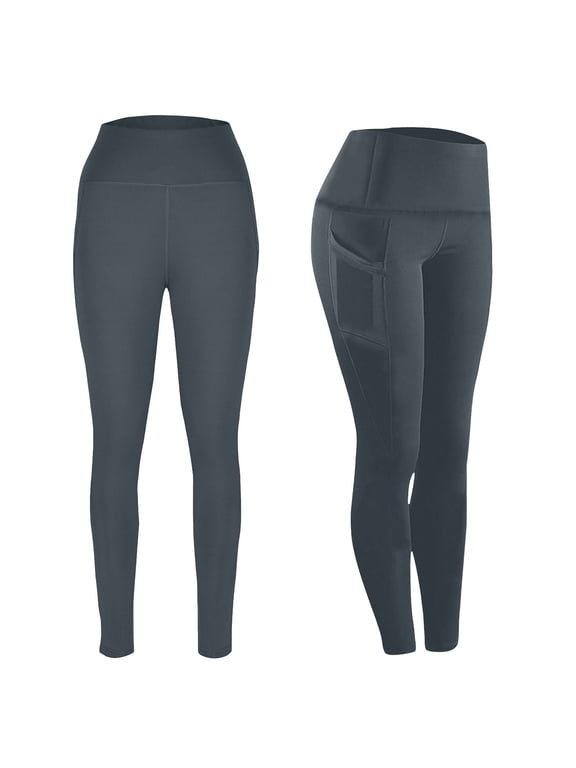 Leggings with Pockets for Women Plus Size High Waisted Workout Yoga Pants Stretchy Butt Lifting Athletic Leggings Dark Gray XXXL