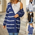 thumbnail image 1 of CFLVAEK Long Cardigan Sweaters for Women Trendy Striped Print Knit Cardigans Casual Long Sleeve Button Down Fall Winter Outwear White S, 1 of 10