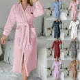 thumbnail image 1 of CFLVAEK Long Fuzzy Robes for Women Thick Warm Fall Winter Bathrobe with Belt Soft Long Sleeve Cute Heart Print House Coat with Pockets Wine XL, 1 of 8