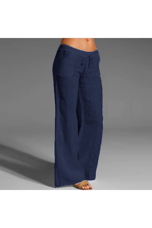 Low Rise Lounge Pants for Plus Size Women with Pockets Casual Wide Leg Lightweight Pant Oversized Solid Drawstring Trousers Loose Fit Casual Bootcut Pants