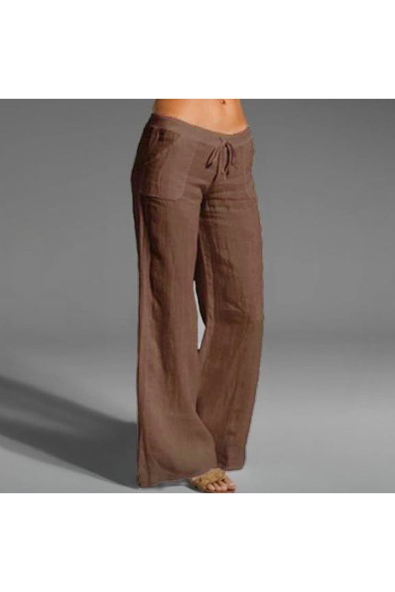 Low Rise Lounge Pants for Plus Size Women with Pockets Casual Wide Leg Lightweight Pant Oversized Solid Drawstring Trousers Loose Fit Casual Bootcut Pants