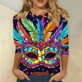 CFLVAEK Mardi Gras Shirts for Women Fancy Mask Graphic Shirt Plus Size