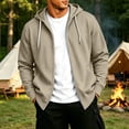 thumbnail image 1 of CFLVAEK Men's Full Zip Up Hoodies Big and Tall Long Sleeve Hoodie Jacket Solid Casual Fall Winter Hooded Sweatshirt with Pockets Khaki S, 1 of 6