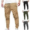 thumbnail image 1 of CFLVAEK Men's Twill Cargo Pants Big and Tall Drawstring Elastic Waist Cargo Workout Pant Casual Elastic Bottom Joggers Pants with Multi Pockets Khaki XXL, 1 of 9