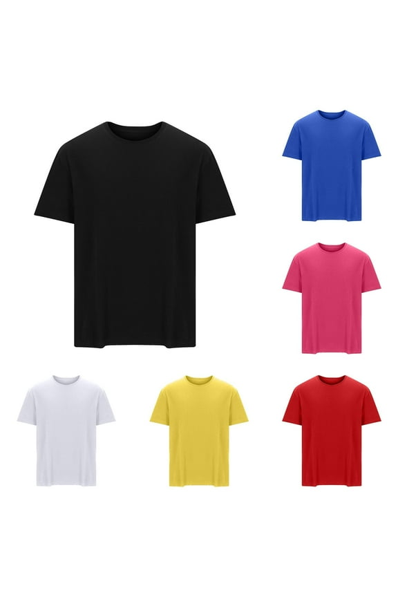 Mens Big and Tall T Shirts Loose Fit Short Sleeve Cotton Tshirts Crew Neck Casual Summer Tshirts Solid Color Classic Tees Black L