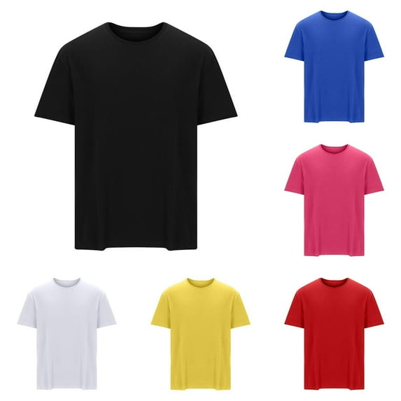 CFLVAEK Mens Big and Tall T Shirts Loose Fit Short Sleeve Cotton Tshirts Crew Neck Casual Summer Tshirts Solid Color Classic Tees Hot Pink XXL