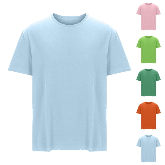 CFLVAEK Mens Big and Tall T Shirts Loose Short Sleeve Cotton Tshirts Crew Neck Casual Summer Tshirts Solid Color Basic Tees Pink L