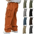 thumbnail image 1 of CFLVAEK Mens Cargo Pants Trendy Fall Spring Wide Leg Baggy Pant with Multi Pockets Casual Elastic Waist Work Hiking Trousers Dark Gray XXXL, 1 of 10