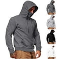 thumbnail image 1 of CFLVAEK Mens Casual Workout Hoodies Big and Tall Long Sleeve Hooded Sweatshirts with Face Cover Mask Solid Color Drawstring Hoodie Pullover with Pocket Dark Gray XL, 1 of 6