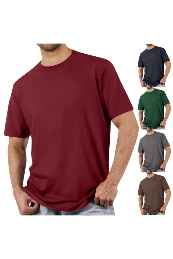 Mens Classic Tees Big and Tall Mens T Shirts Loose Fit Short Sleeve T Shirt Casual Summer Pure Color Crew Neck Shirt Dark Gray XXL