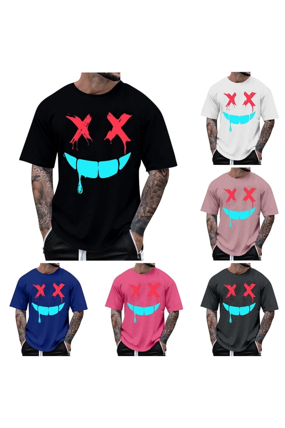 Mens Funny Graphic Tees Big and Tall Short Sleeve T Shirts Loose Fit Crew Neck T Shirt Summer Casual Going Out Tops Black XXXL