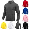 thumbnail image 1 of CFLVAEK Mens Hooded Sweatshirts Big and Tall Long Sleeve Fall Hood Pullover Tops Casual Solid Workout Hoodies with Pockets Yellow M, 1 of 3