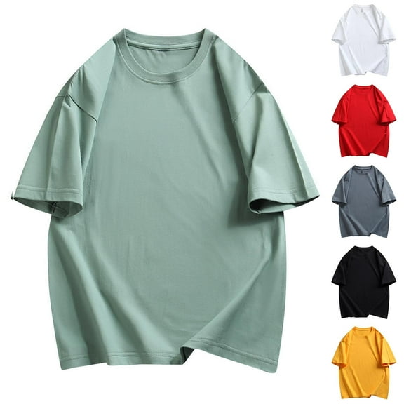 CFLVAEK Mens Oversized Tshirt Loose Fit Short Sleeve Tshirts Casual Summer Crew Neck T Shirts Big and Tall Solid Color Classic Tees for Men Green XXXXXL