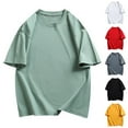 thumbnail image 1 of CFLVAEK Mens Oversized Tshirt Loose Fit Short Sleeve Tshirts Casual Summer Crew Neck T Shirts Big and Tall Solid Color Classic Tees for Men Black L, 1 of 6