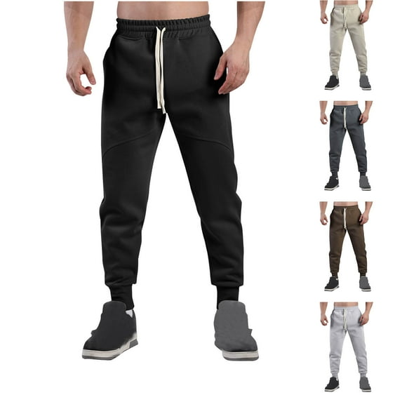 CFLVAEK Mens Sweatpants Big and Tall Elastic Bottom Workout Athletic Pants Casual Drawstring Elastic Waist Sweatpant Loose Fit Solid Color Sweatpant Black M