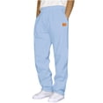 thumbnail image 1 of CFLVAEK Mens Sweatpants Open Bottom with Pockets Drawstring Elastic Waist Sweatpant Trendy Fall Straight Wide Leg Trousers Black L, 1 of 3