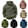 thumbnail image 1 of CFLVAEK Mens Tactical Cargo Hoodie Big and Tall Quarter Zip Up Hooded Sweatshirts Loose Fit Long Sleeve Outdoor Workout Sweatshirt with Pockets Blue L, 1 of 4