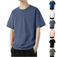 thumbnail image 1 of CFLVAEK Mens Tshirts Cotton Short Sleeve Summer T Shirts Loose Fit Round Neck Solid Color Basic Tees Casual Round Neck Tshirt Blue XXXXXXL, 1 of 7
