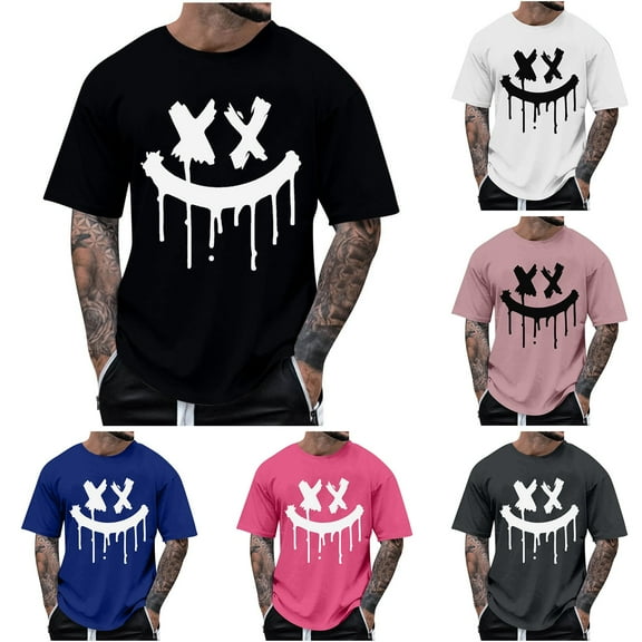 CFLVAEK Mens Tshirts Graphic Funny T Shirts Big and Tall Short Sleeve Tshirt Casual Summer Round Neck Tees Black XXL