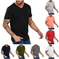 thumbnail image 1 of CFLVAEK Mens V Neck T Shirts Big and Tall V Neck Tshirt Casual Summmer Short Sleeve Tshirt Solid Color Basic Tees 2025 Black XL, 1 of 6