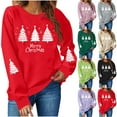 thumbnail image 1 of CFLVAEK Merry Christmas Sweatshirts for Women Fashion Xmas Tree Print Sweatshirt Loose Long Sleeve Crewneck Holiday Pullover Tops Christmas Gifts for Adults, 1 of 7