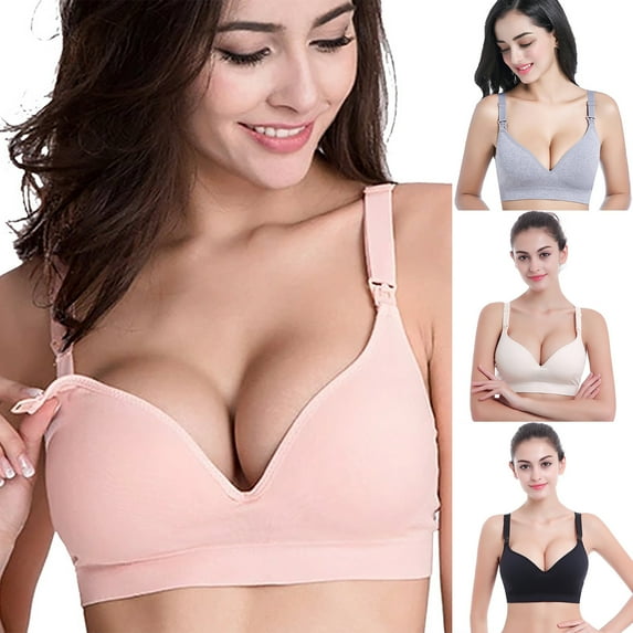CFLVAEK Nursing Bras for Women Comfotable Seamless Wireless Maternity Bra Full Coverage Bralette for Pregnancy Pink L