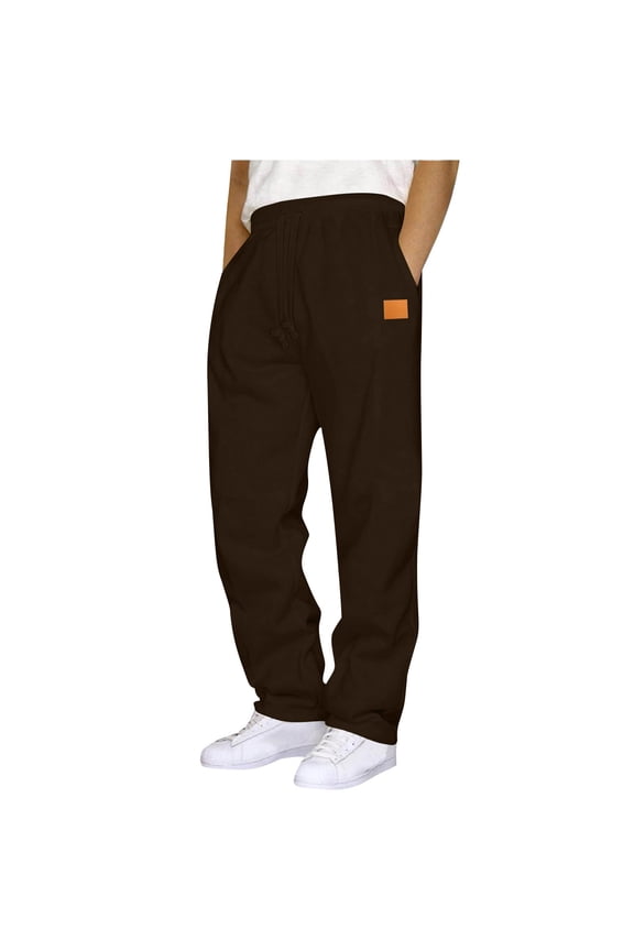 Open Bottom Sweatpants Men Big and Tall Wide Leg Workout Sweat Pant Casual High Waisted Drawstring Pants with Pockets