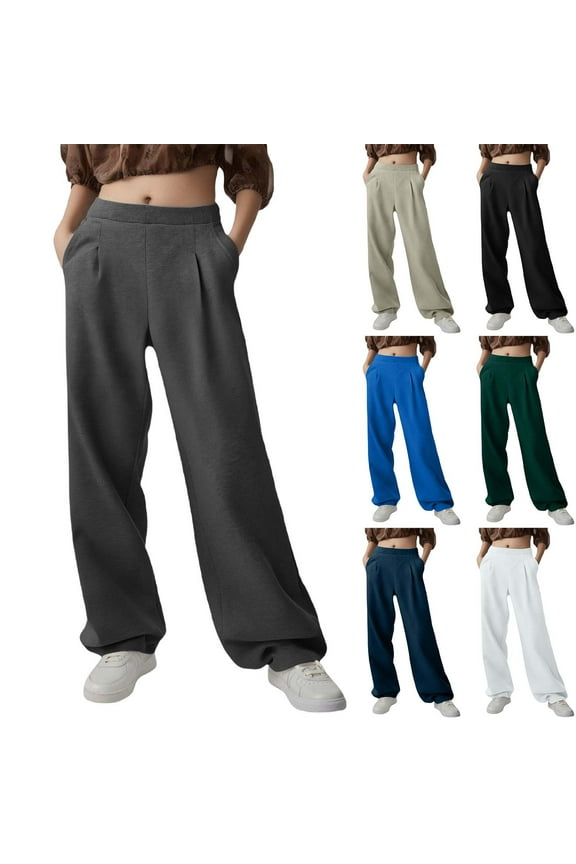 Open Bottom Sweatpants Women Loose Fitted Wide Leg Workout Sweatpant Casual Lounge High Waisted Sweat Pant with Pockets Navy XXL