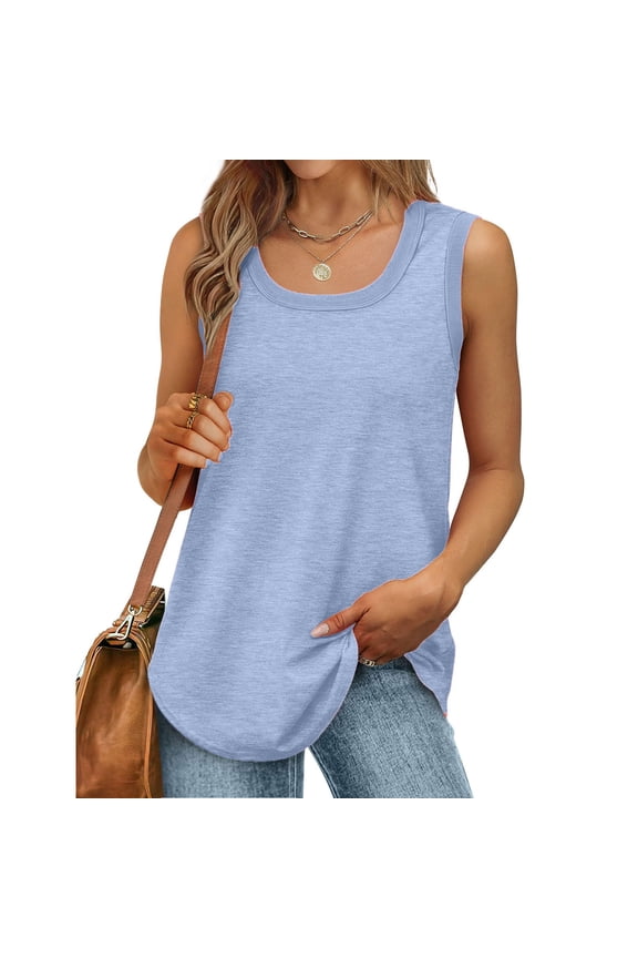 Oversized Cotton Gauze Tank Tops for Women Casual Thick Strap Scoop Neck Blouses Breathable Solid Color Sleeveless Resort wear Tops