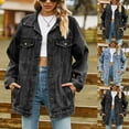 thumbnail image 1 of CFLVAEK Oversized Denim Jacket Women Loose Fitted Button Down Jean Jackets Casual Lapel Fall Coat Long Sleeve Going Out Outwear with Pockets Dark Gray M, 1 of 8