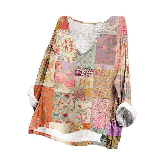CFLVAEK Oversized Gauze Linen Gauze Shirts for Women 2024 Trendy Graphic Tees Shirt Lightweight Batwing Blouses Loose Fitted Summer Scoop Neck Long Sleeve Tops